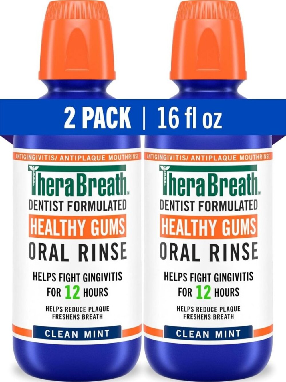 Healthy Gums Oral Rinse, Clean Mint Flavor, 16 fl oz, 2-Pack - Fresh Breath Care
